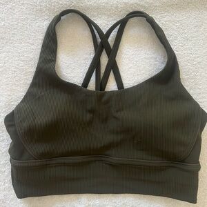 lululemon athletica Olive Ribbed Strappy Sports Bra